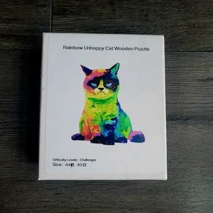 Rainbow Grumpy Cat Wooden Puzzle | Difficulty Level- Hard | Cat Shaped Pieces